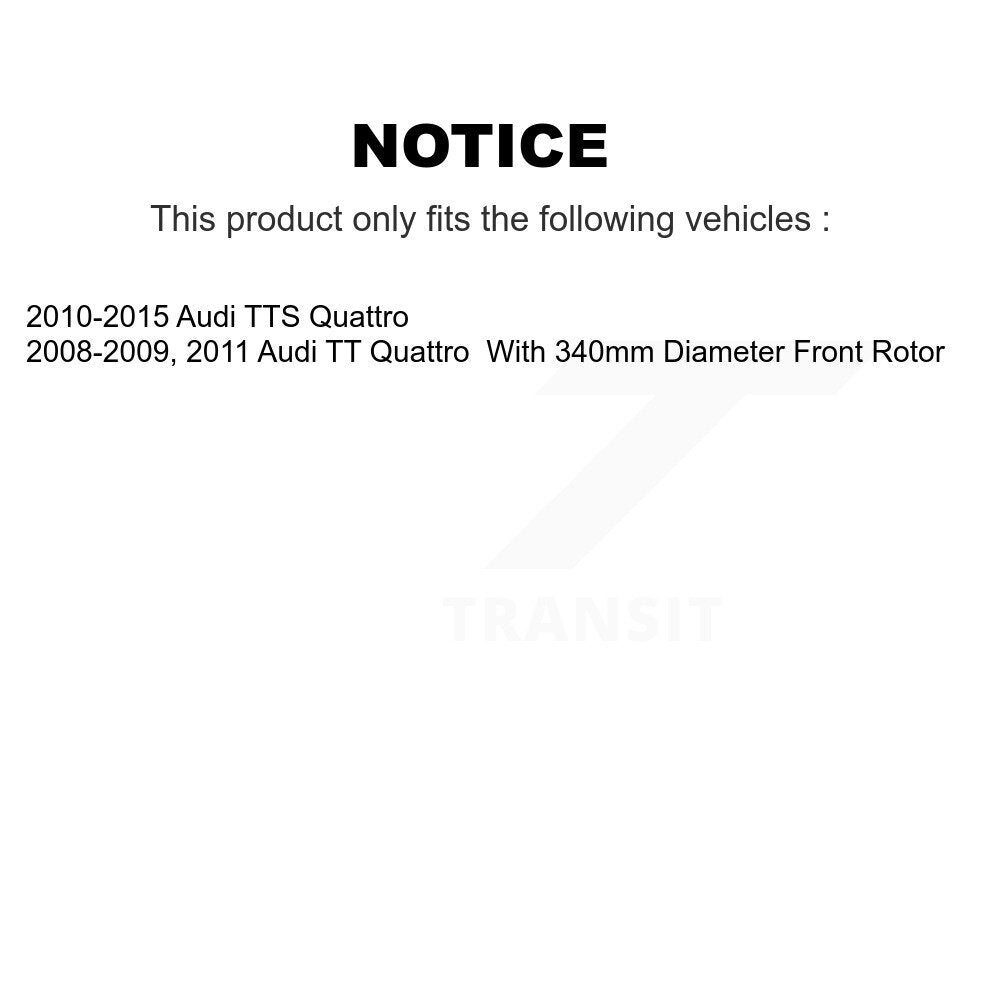 Hub Bearing Assembly Disc Brake Rotor And Pads Front Kit For Audi TT Quattro TTS