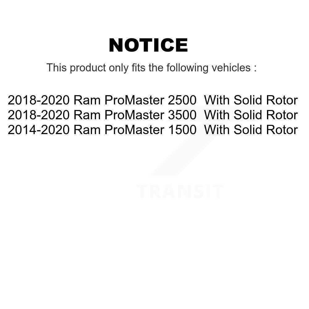 Hub Bearing Coated Brake Rotor Pads Front Rear Kit (10Pc) For Ram ProMaster 2500