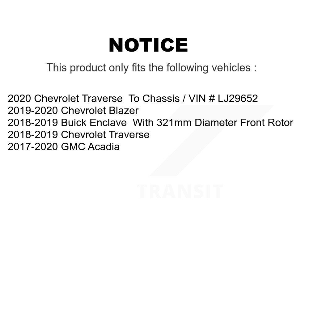 Hub Bearing Coated Brake Rotor & Pad Front Kit For Chevrolet Traverse GMC Acadia