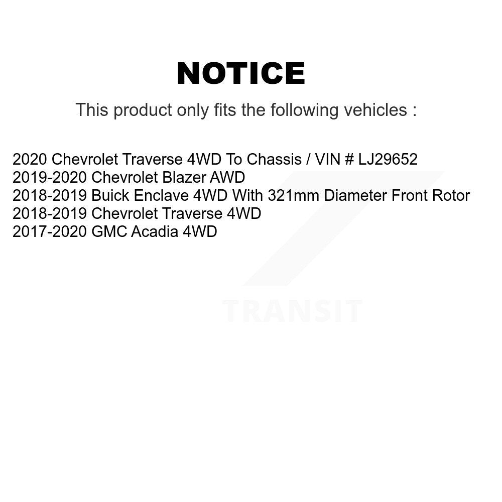Hub Bearing Brake Rotor And Pad Front Rear Kit (10Pc) For Chevrolet Traverse GMC