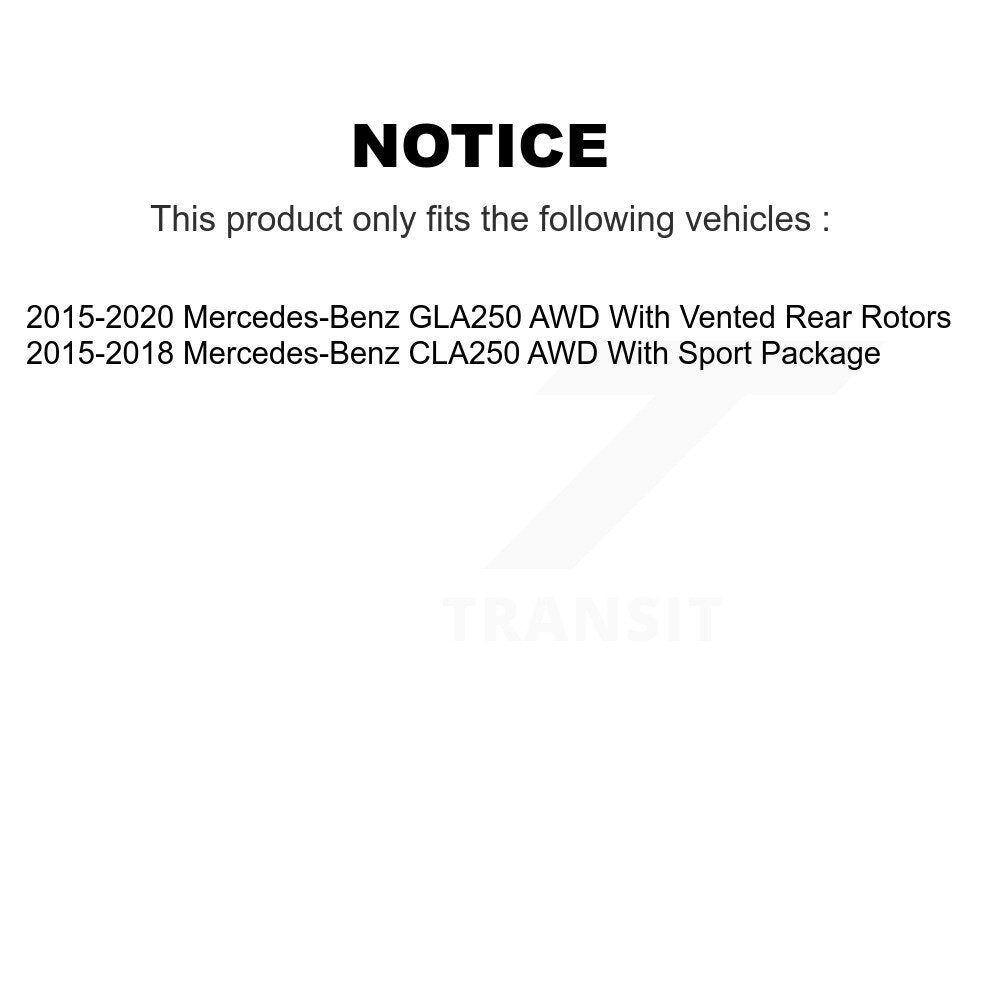 Hub Bearing Brake Rotor & Pad Front Rear Kit (10Pc) For Mercedes-Benz GLA250 AWD