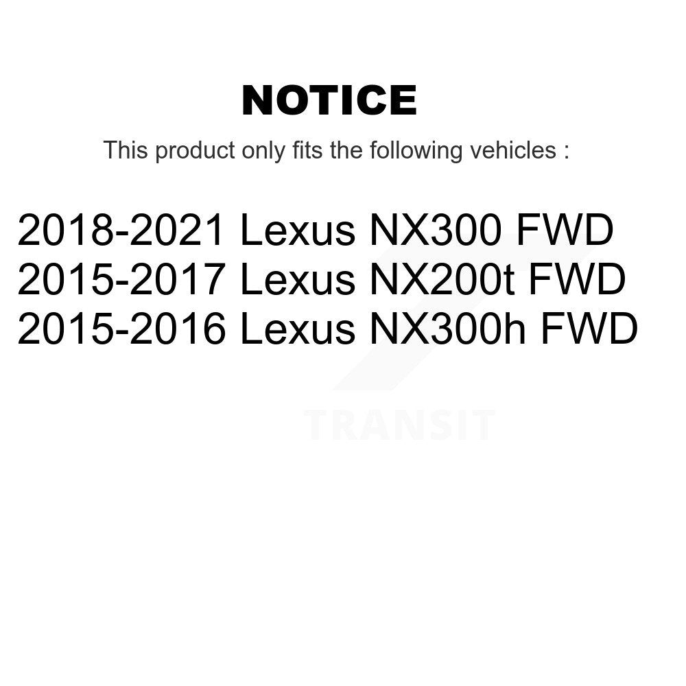 Hub Bearing Coated Brake Rotor Pads Front Rear Kit (10Pc) For Lexus NX300 NX200t