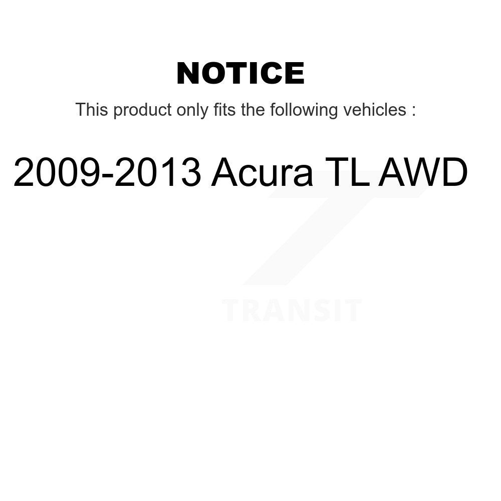 Hub Bearing Brake Rotor And Pad Front Rear Kit (10Pc) For 2009-2013 Acura TL AWD