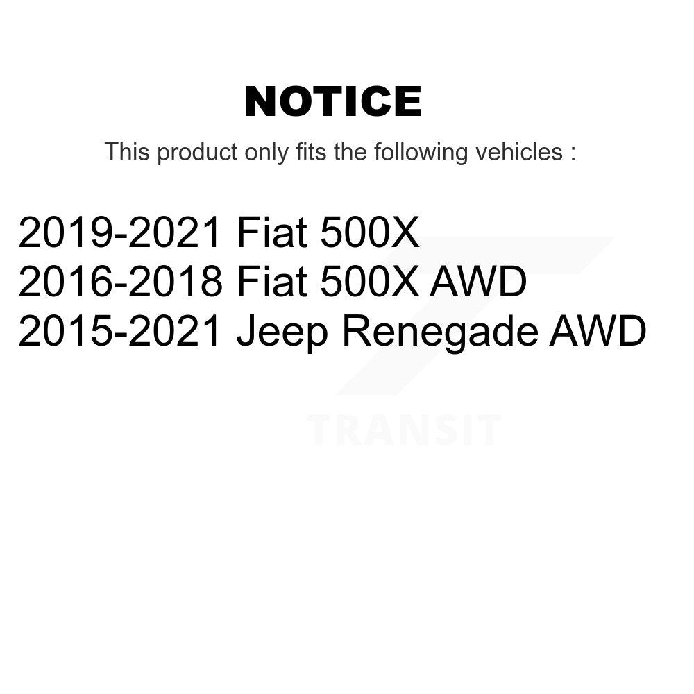 Hub Bearing Coated Brake Rotor Pads Front Rear Kit (10Pc) For Jeep Renegade Fiat