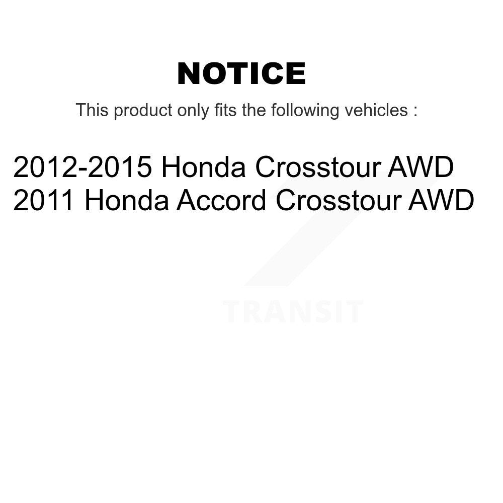 Hub Bearing Coated Brake Rotor Pad Front Rear Kit (10Pc) For Honda Crosstour AWD
