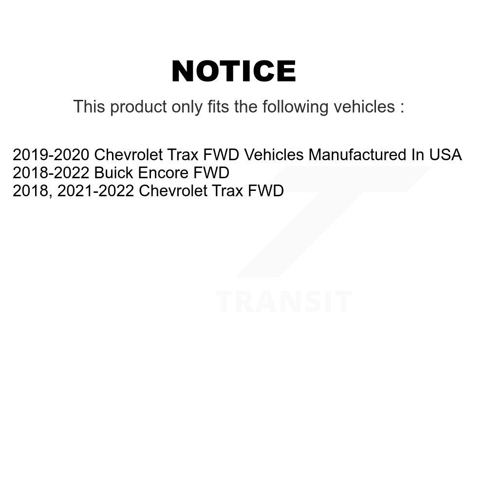 Hub Bearing Coat Brake Rotor Pad Front Rear Kit (10Pc) For Buick Encore Trax FWD