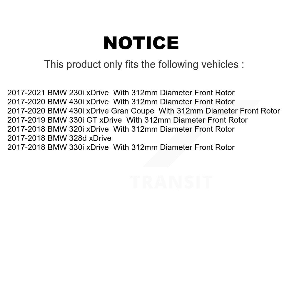 Hub Bearing Brake Rotor & Pad Front Kit For BMW 330i xDrive 230i 430i Gran Coupe