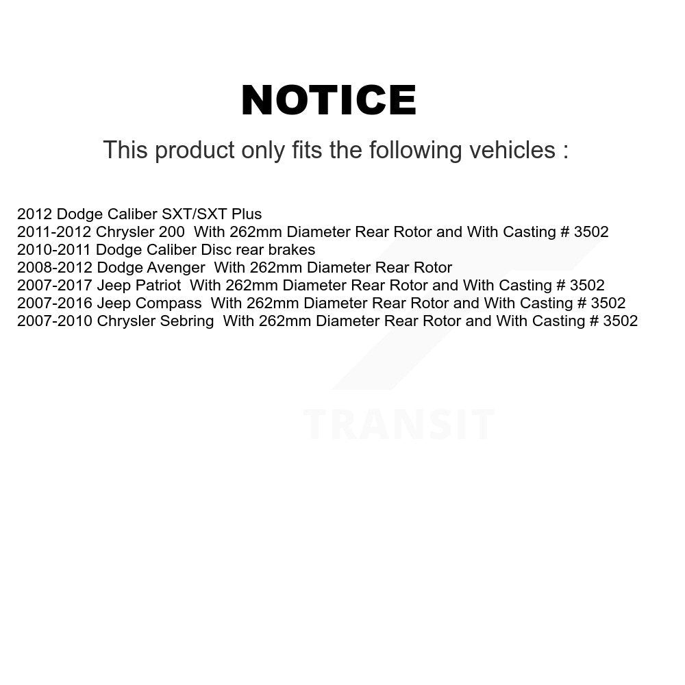 Brake Caliper Front Rear Kit For Jeep Patriot Compass Chrysler Dodge Sebring 200