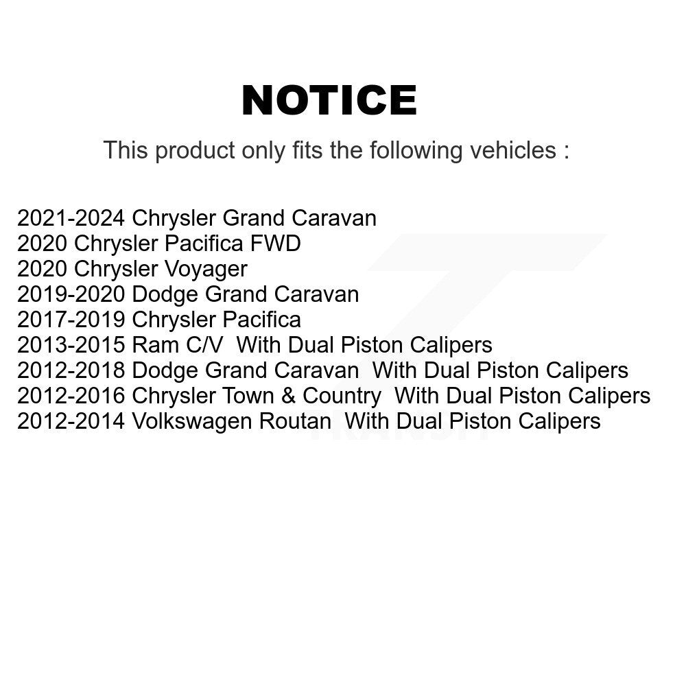 Brake Caliper Front Kit For Grand Caravan Dodge Chrysler Town & Country Pacifica