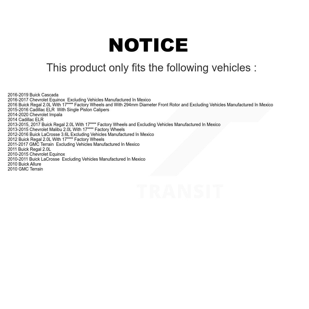 Brake Caliper Front Kit For Chevrolet Equinox GMC Terrain Buick Malibu Impala