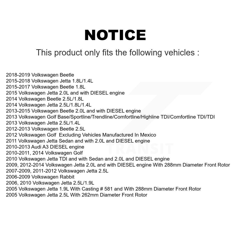 Disc Brake Caliper Front Kit For Volkswagen Jetta Golf Beetle Rabbit Audi A3