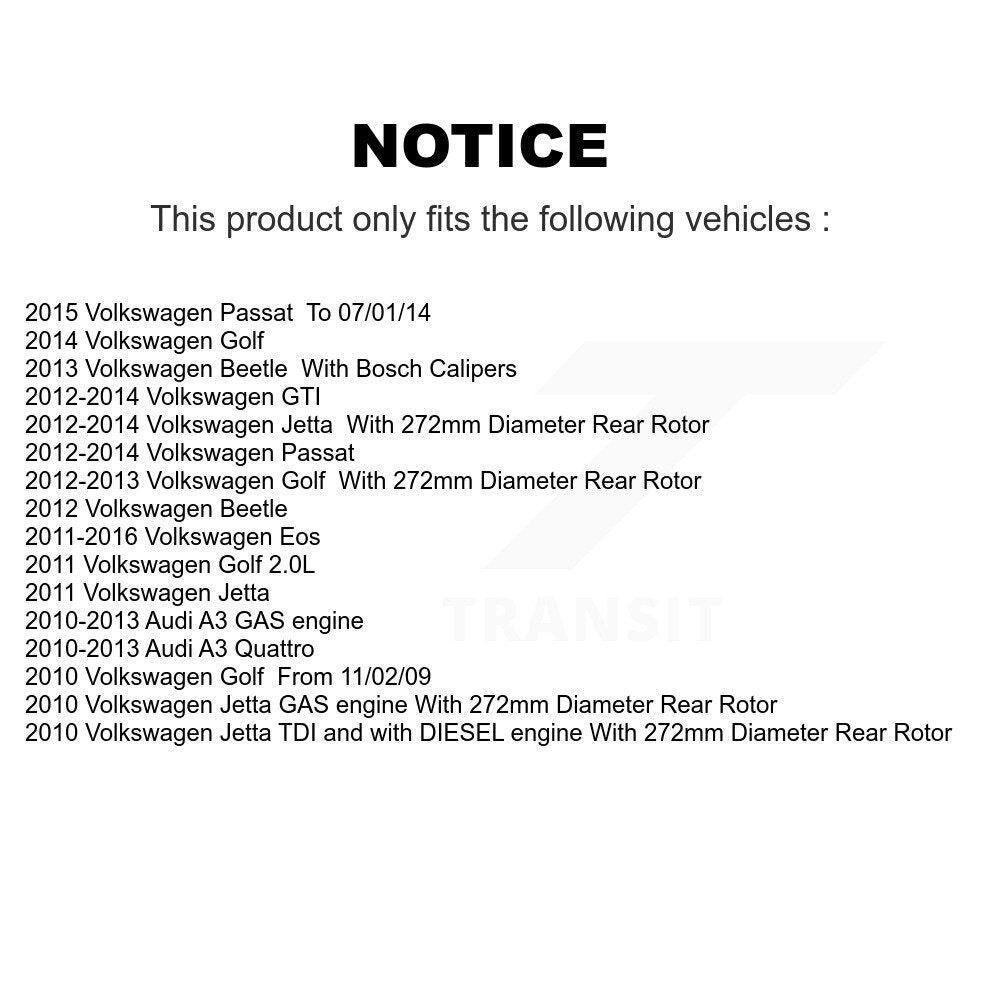 Brake Caliper Rear Kit For Volkswagen Jetta Golf Passat Beetle Audi GTI Eos A3