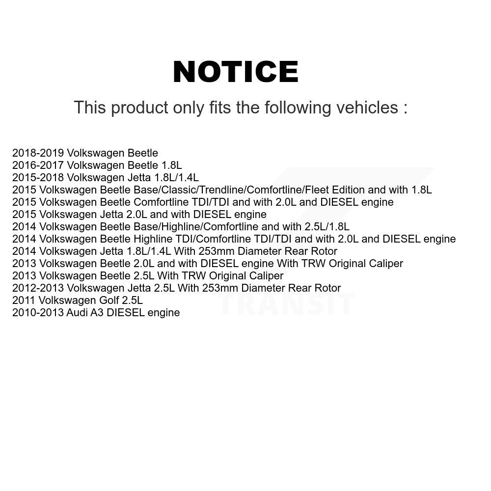 Brake Caliper Left Right Front Rear Kit For Volkswagen Jetta Beetle Golf Audi A3