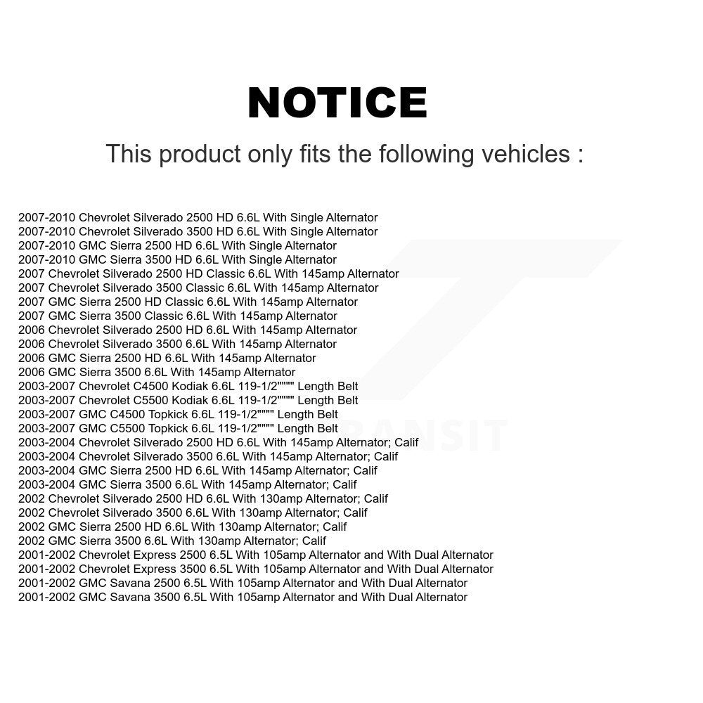 Serpentine Belt KBR-5061195 For GMC Chevrolet Sierra 2500 HD Silverado 3500