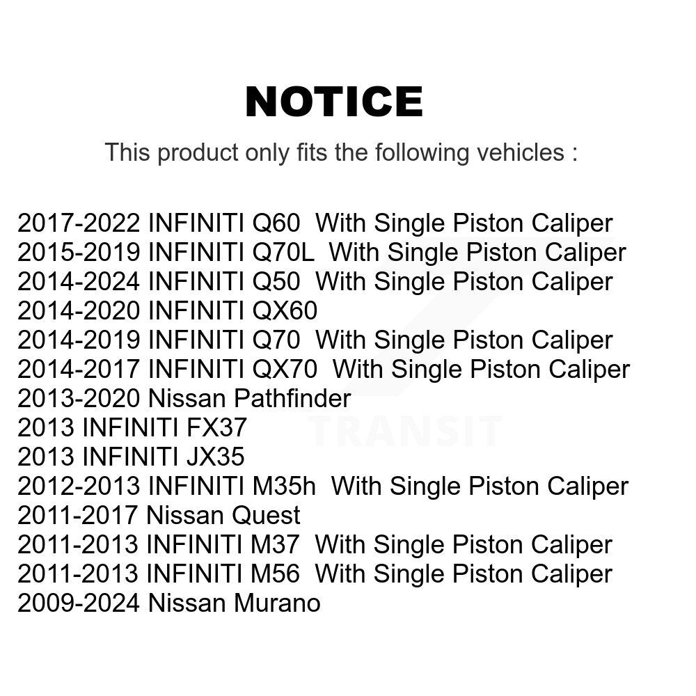 Brake Caliper Rotor & Ceramic Pad Rear Kit For Nissan Murano Pathfinder INFINITI