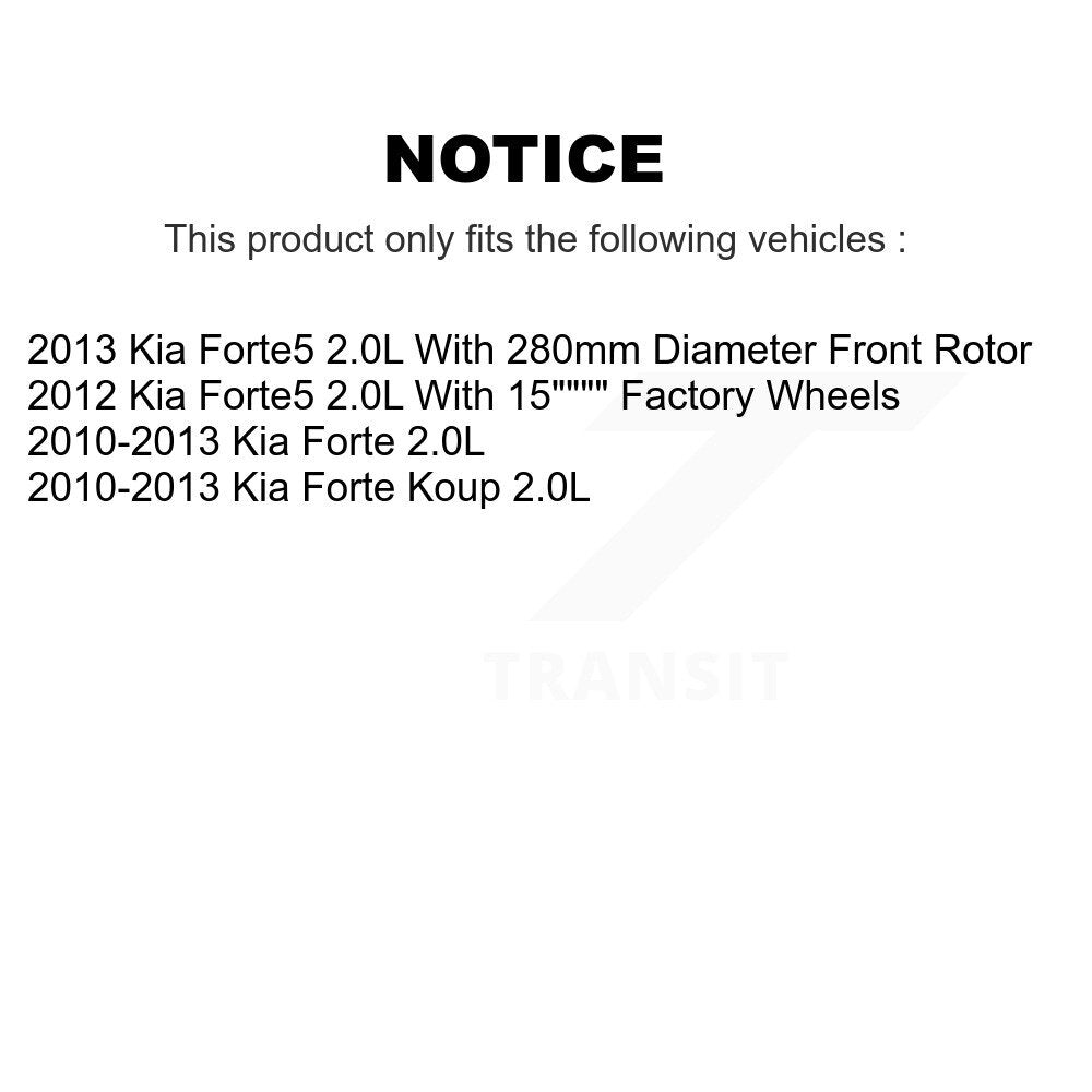 Brake Caliper Rotor & Semi-Metallic Pad Front Rear Kit (10Pc) For Kia Forte Koup