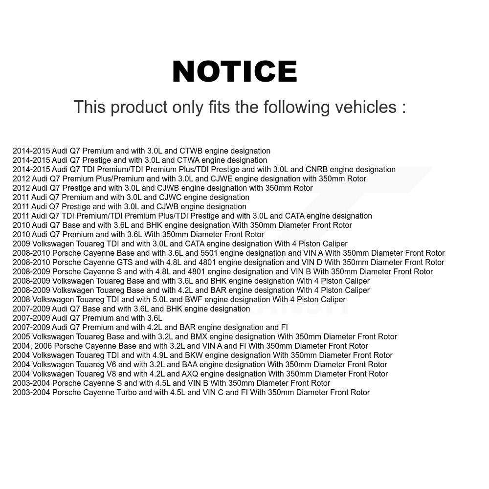 Ceramic Disc Brake Pads & Wear Sensor Front Rear Kit For Audi Q7 Porsche Cayenne
