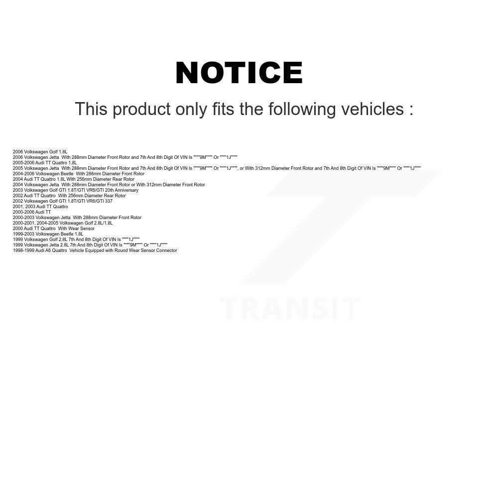 Ceramic Brake Pads Front Rear Kit For Volkswagen Jetta Golf Beetle Audi TT A6