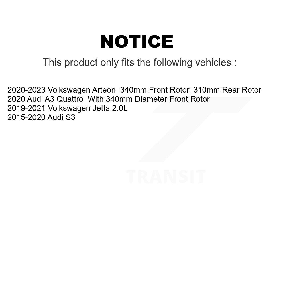 Drilled Slot Brake Rotor & Ceramic Pad Front Kit For Volkswagen Jetta Audi S3 A3