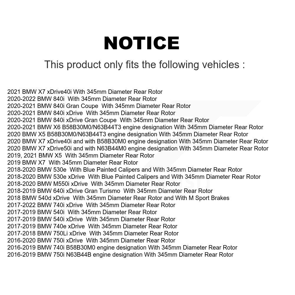 Drill Slot Brake Rotor Ceramic Pad Rear Kit For BMW X5 540i xDrive X7 X6 750i iX