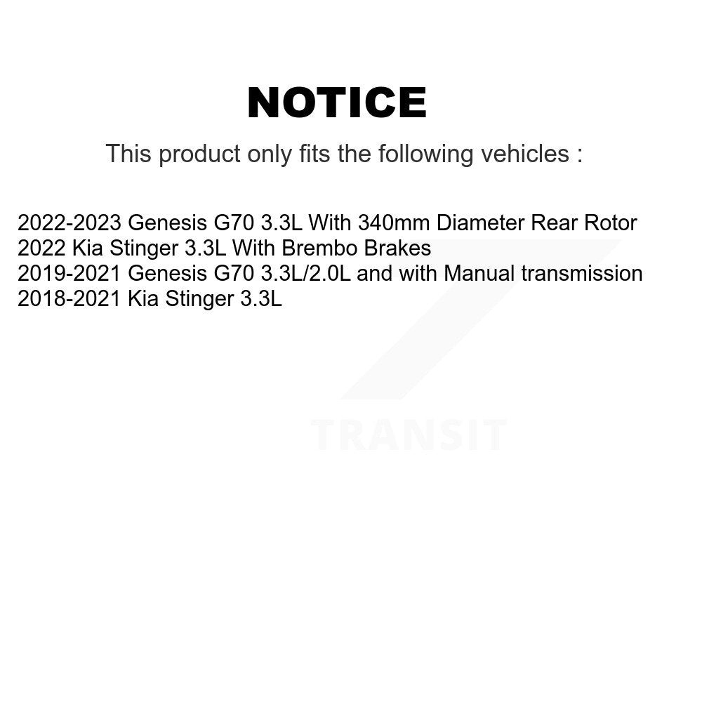 Drilled Slot Brake Rotors Semi-Metallic Pad Rear Kit For Genesis G70 Kia Stinger