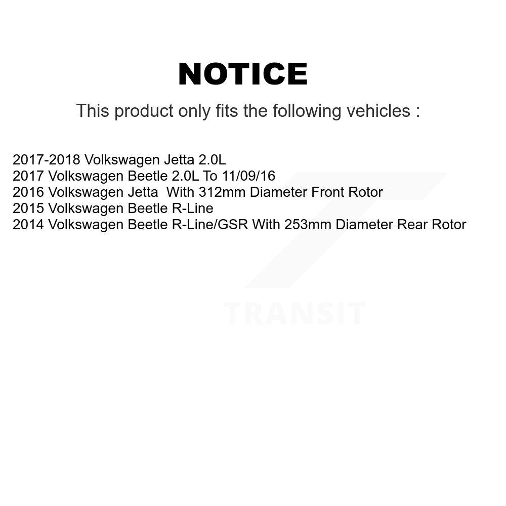 Drilled Slot Brake Rotor & Semi-Metallic Pad Front Rear Kit For Volkswagen Jetta