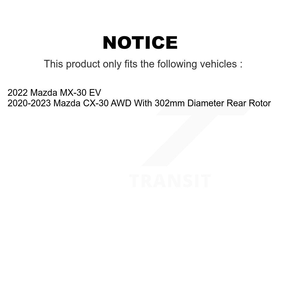 Coated Drill Slot Disc Brake Rotor Ceramic Pad Rear Kit For Mazda CX-30 MX-30 EV