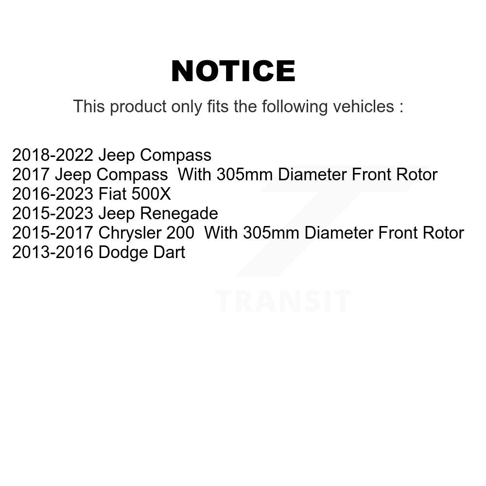 Coated Brake Rotors Front Pair For Jeep Compass Chrysler 200 Dodge Dart Renegade