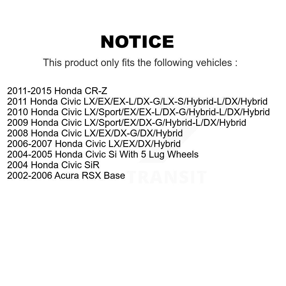 Coated Disc Brake Rotors Front Pair For Honda Civic Acura RSX CR-Z