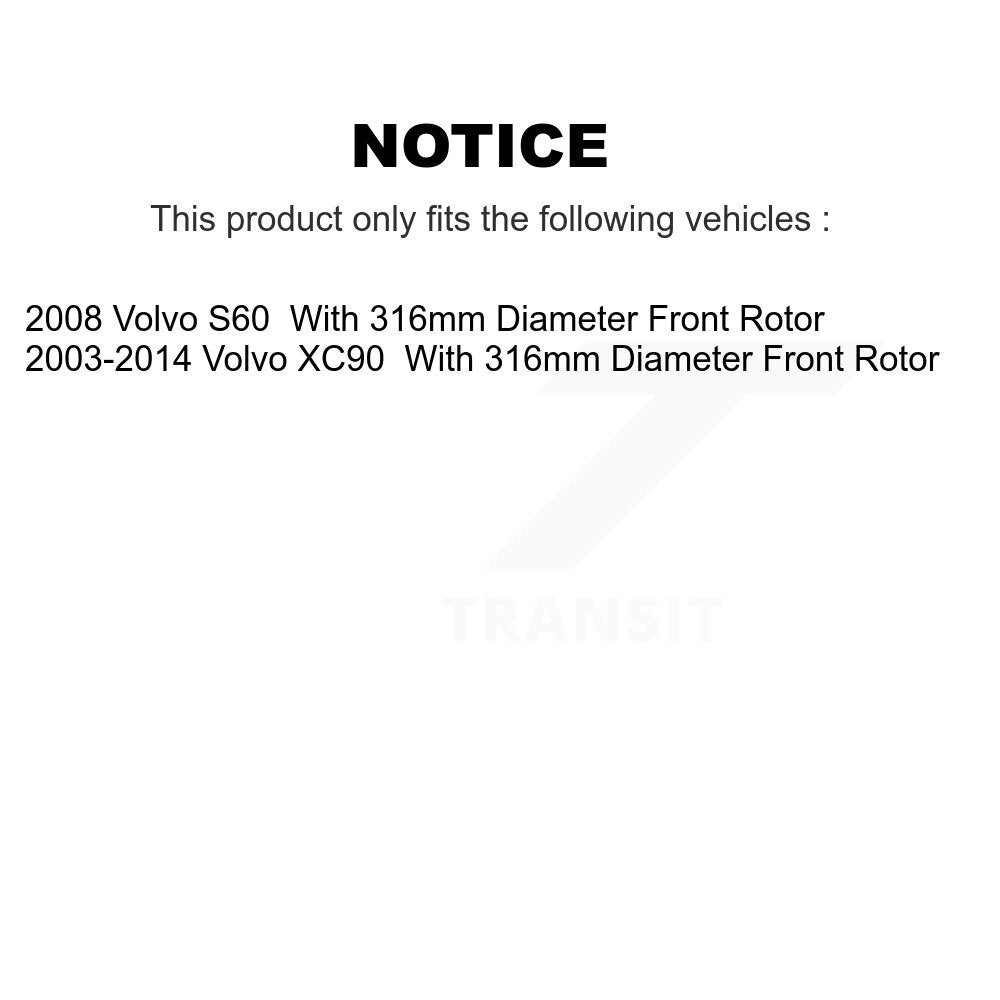 Coated Brake Rotor Front Pair For Volvo XC90 S60 With 316mm Diameter