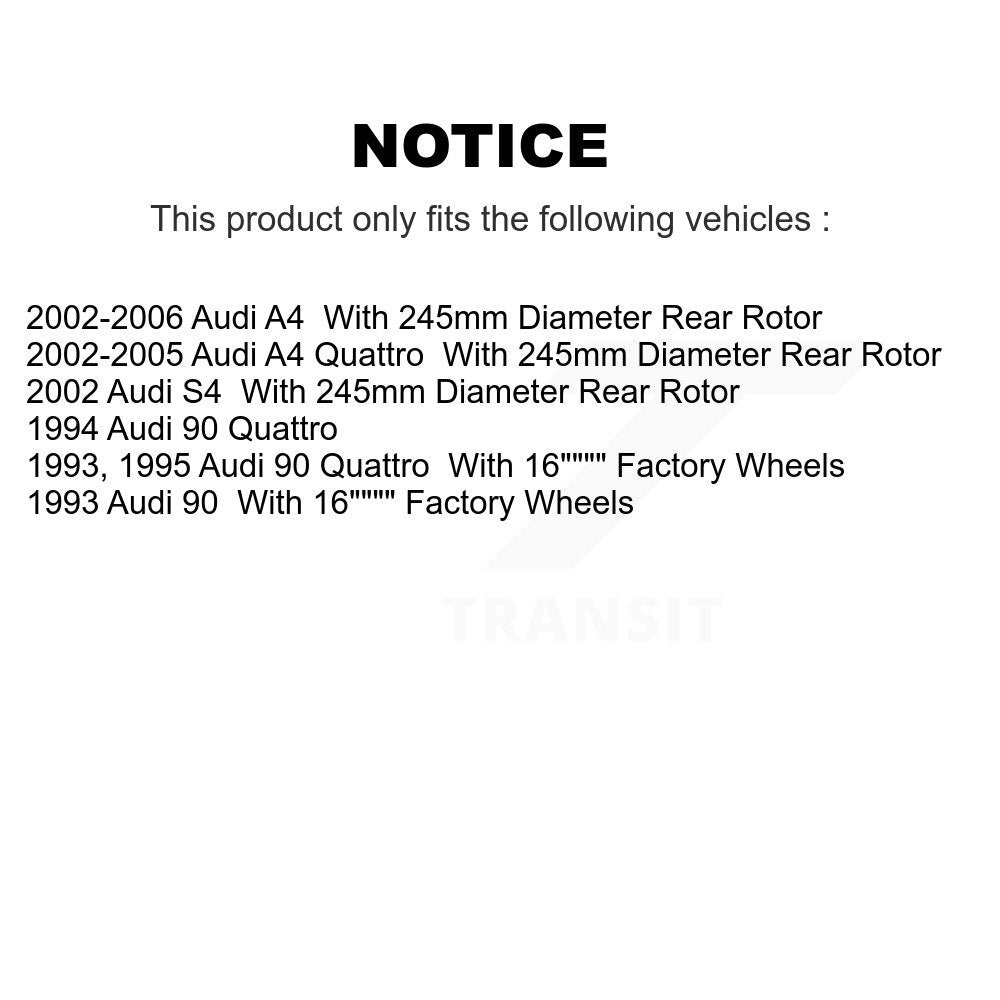 Coated Disc Brake Rotors Rear Pair For Audi A4 Quattro 90 S4