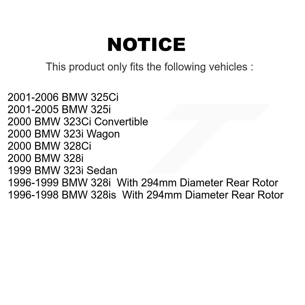 Coated Disc Brake Rotor Rear Pair For BMW 325i 325Ci 328i 323i 323Ci 328is 328Ci