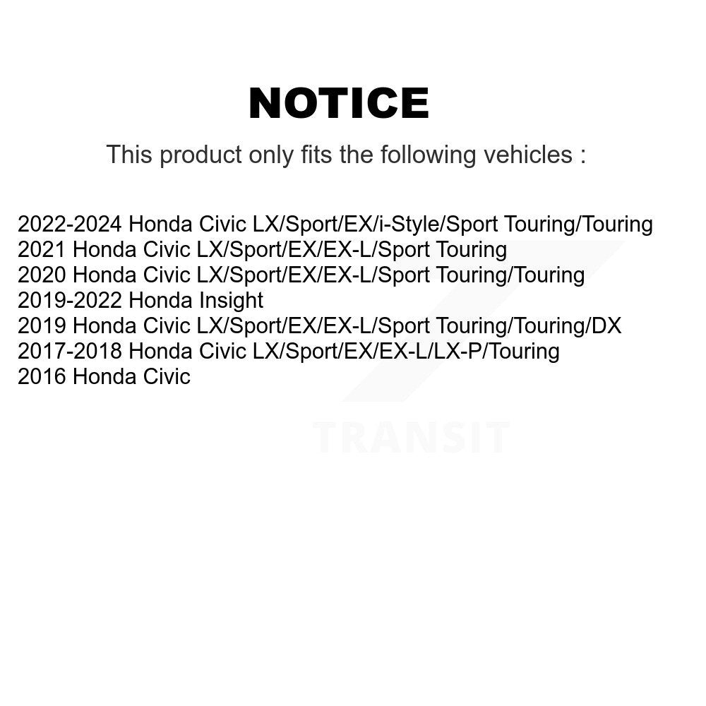 Coated Disc Brake Rotors Rear Pair For Honda Civic Insight