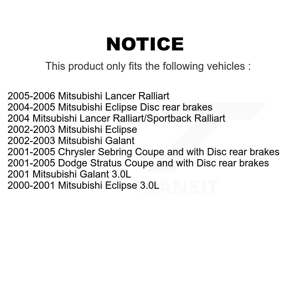 Coated Brake Rotor Front Rear Kit For Chrysler Sebring Mitsubishi Lancer Eclipse