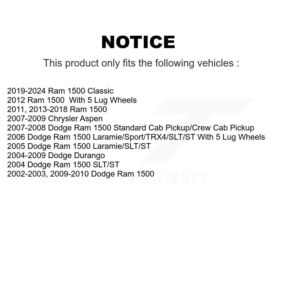 Coat Disc Brake Rotor Front Rear Kit For Ram 1500 Classic Dodge Durango Chrysler