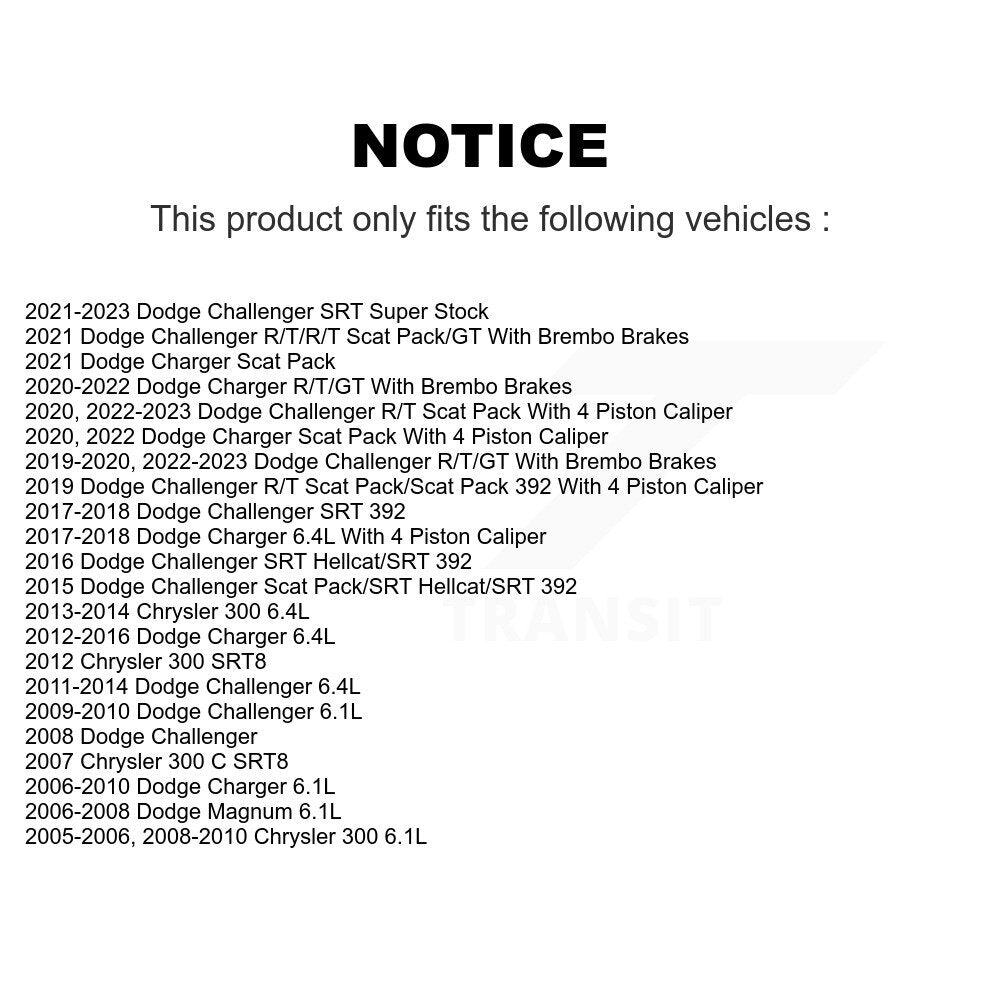 Coat Brake Rotor Front Rear Kit For Dodge Charger Chrysler 300 Challenger Magnum