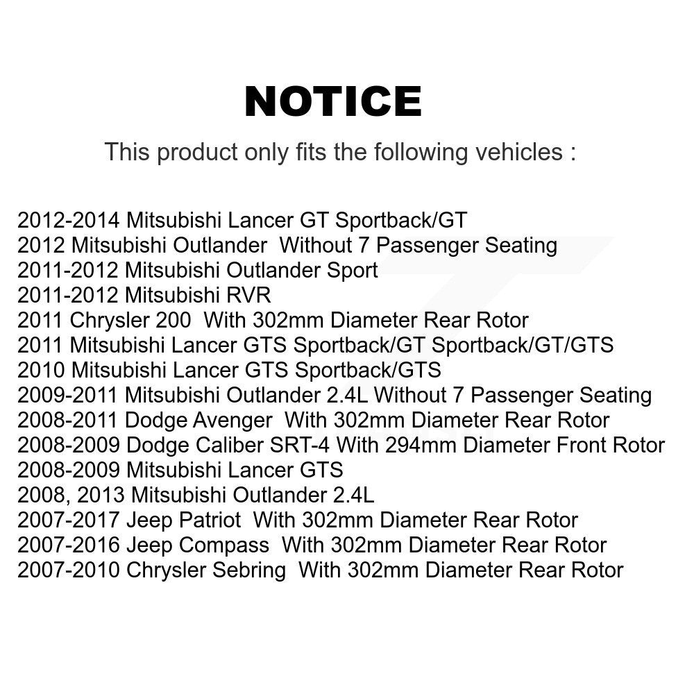 Coat Brake Rotor Front Rear Kit For Jeep Mitsubishi Patriot Lancer Compass Dodge