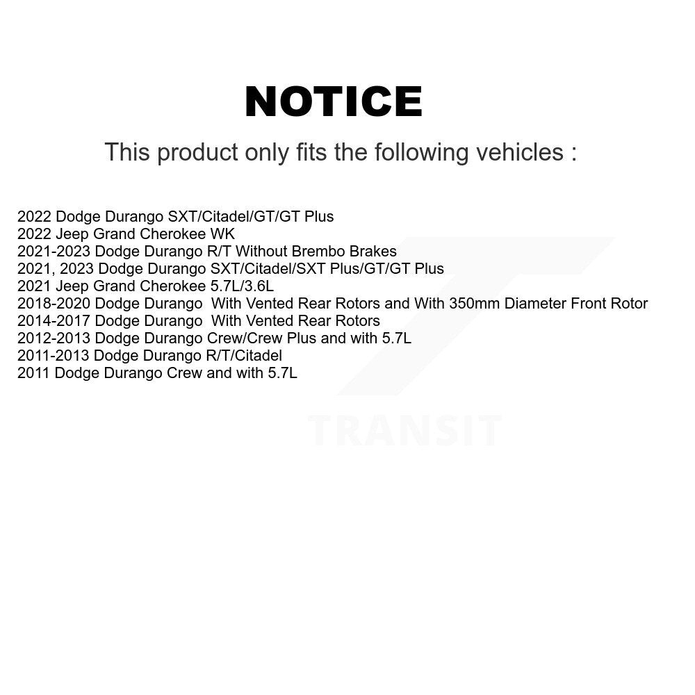 Coated Disc Brake Rotors Front Rear Kit For Jeep Grand Cherokee WK