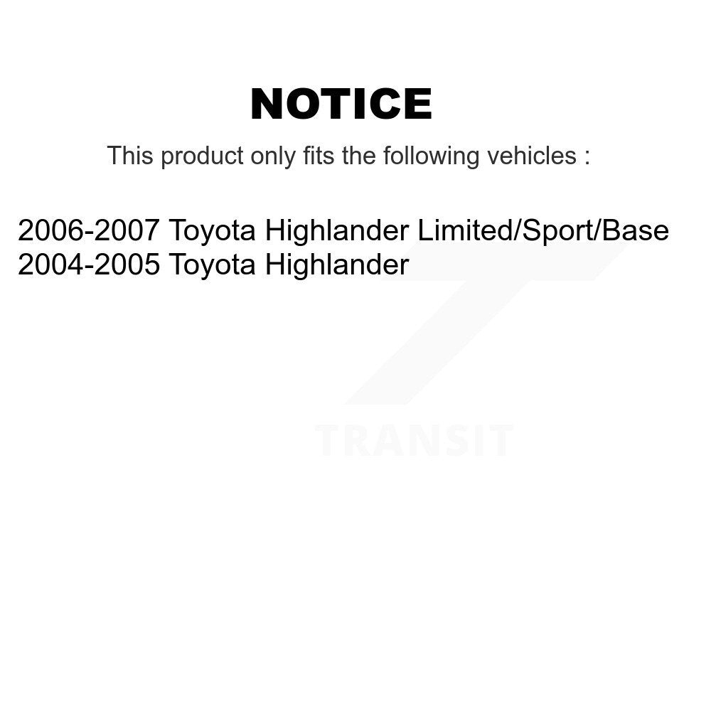 Coated Disc Brake Rotors Front Rear Kit For Toyota Highlander