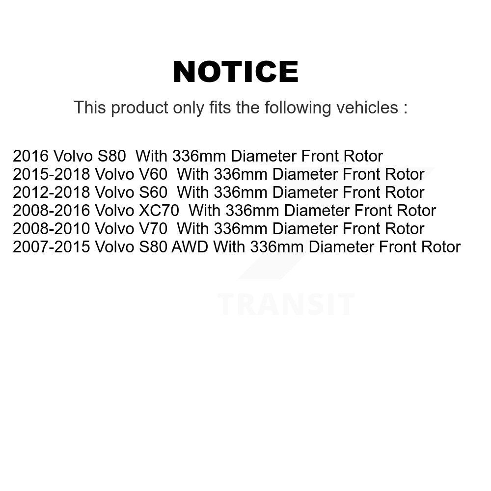 Coated Disc Brake Rotors Front Pair For Volvo XC70 S60 V60 S80 V70