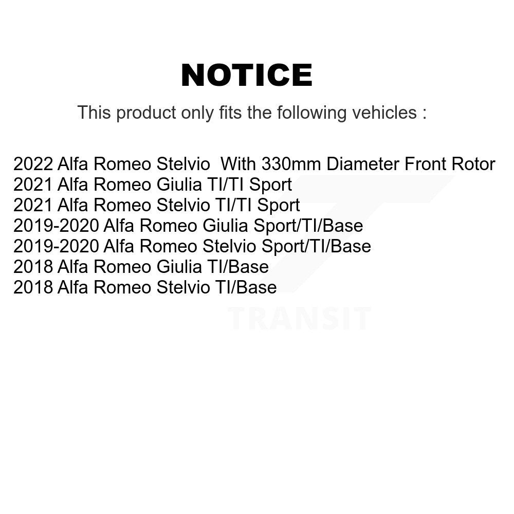 Coated Disc Brake Rotors Front Pair For Alfa Romeo Stelvio Giulia