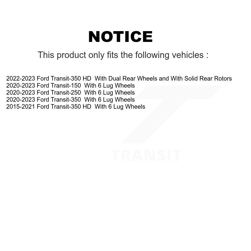 Coat Disc Brake Rotors Rear Pair For Ford Transit-250 Transit-350 HD Transit-150