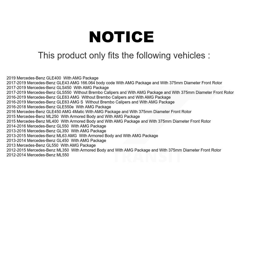 Coat Brake Rotor Front Pair For Mercedes-Benz ML350 GL350 GLE43 AMG GLS450 ML400