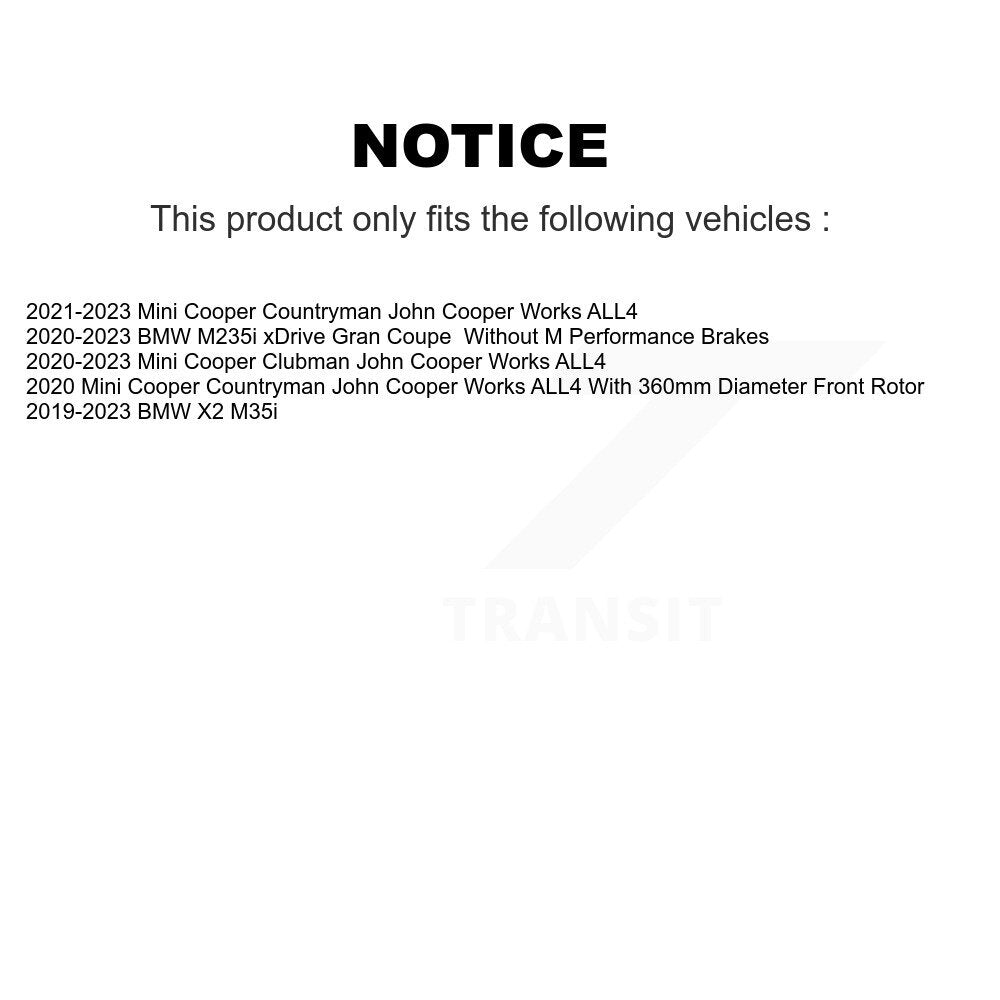 Coated Brake Rotor Front Rear Kit For Mini Cooper Countryman BMW X2 M235i xDrive