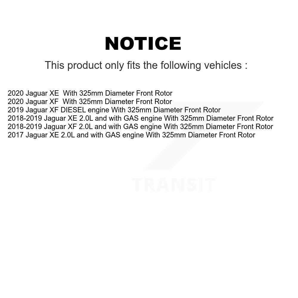 Coated Disc Brake Rotors And Ceramic Pads Front Kit For Jaguar XE XF