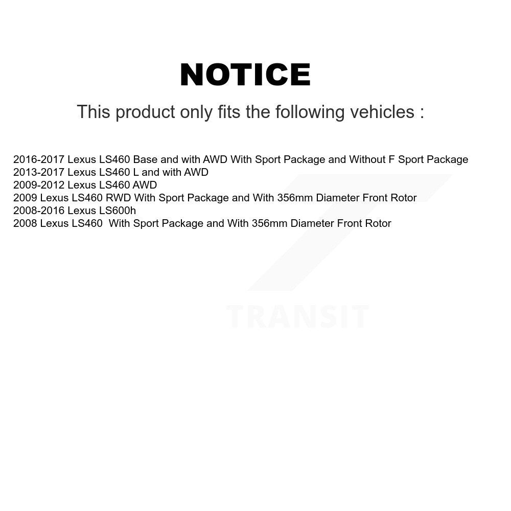 Coated Disc Brake Rotors Ceramic Pad Front Rear Kit (6Pc) For Lexus LS460 LS600h