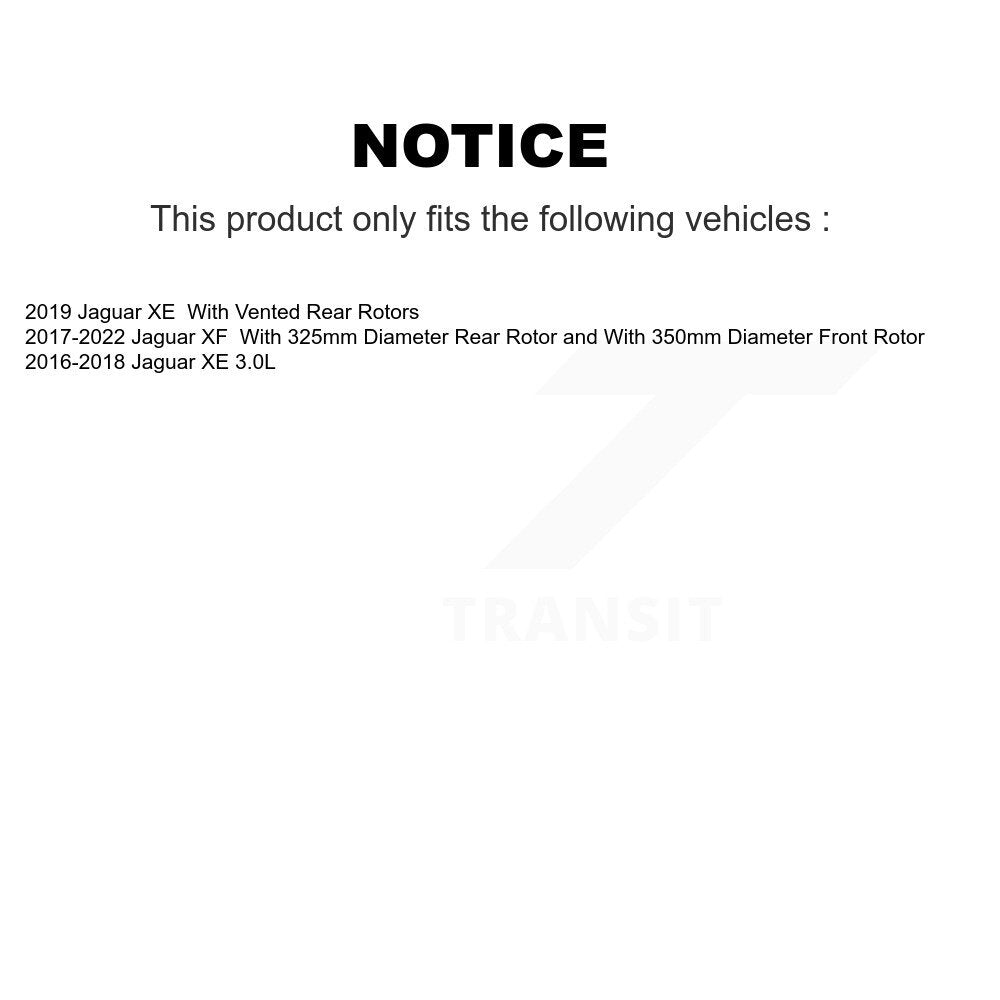 Coated Disc Brake Rotors And Semi-Metallic Pads Rear Kit For Jaguar XE XF