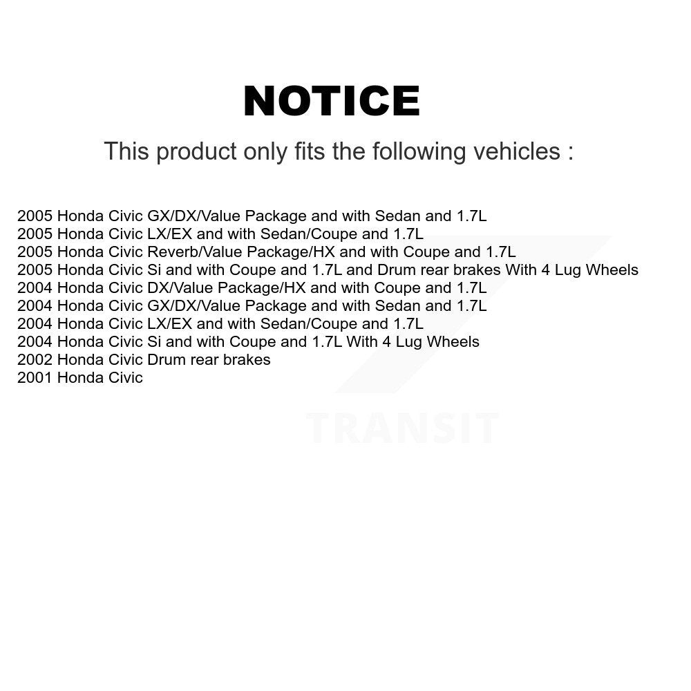 Coated Brake Drum Shoes Spring Rear Kit For Honda Civic