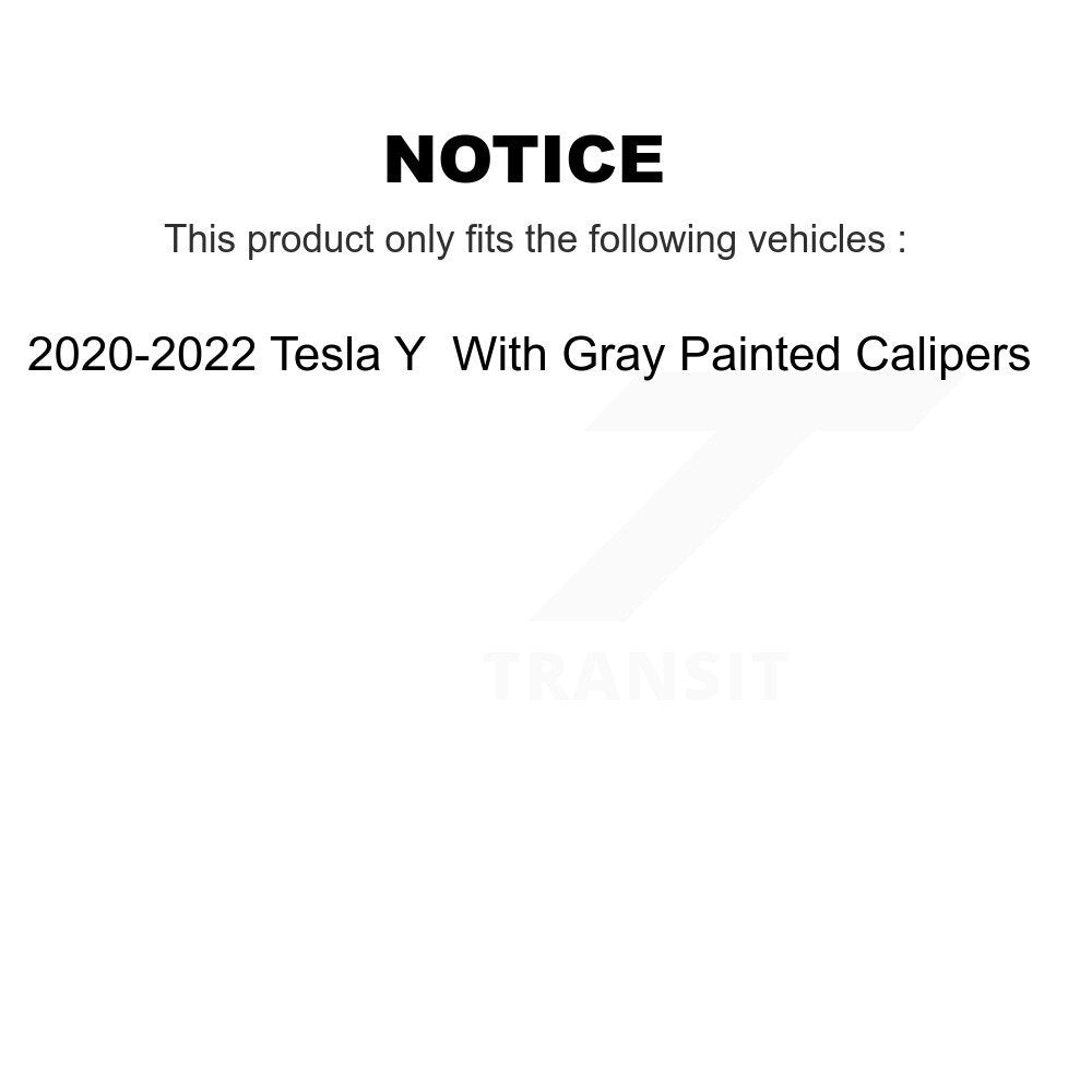 Coated Brake Rotor & Ceramic Pad Rear Kit For Tesla Y With Gray Painted Calipers