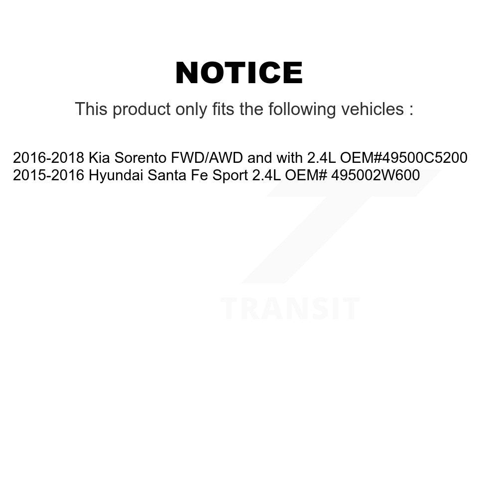 CV Axle Shaft And Bearing Front Left Kit For Kia Sorento Hyundai Santa Fe Sport